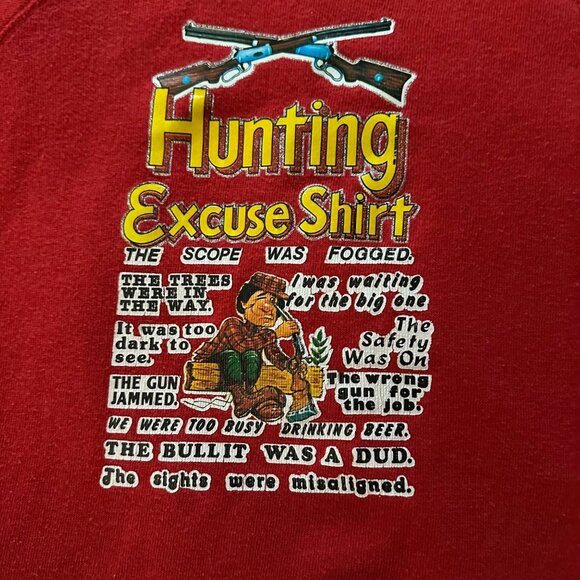 VTG 80's Hunting Excuse Red Raglan Sleeve Sweatshirt SZ L Novelty Made In USA - Picture 3 of 8
